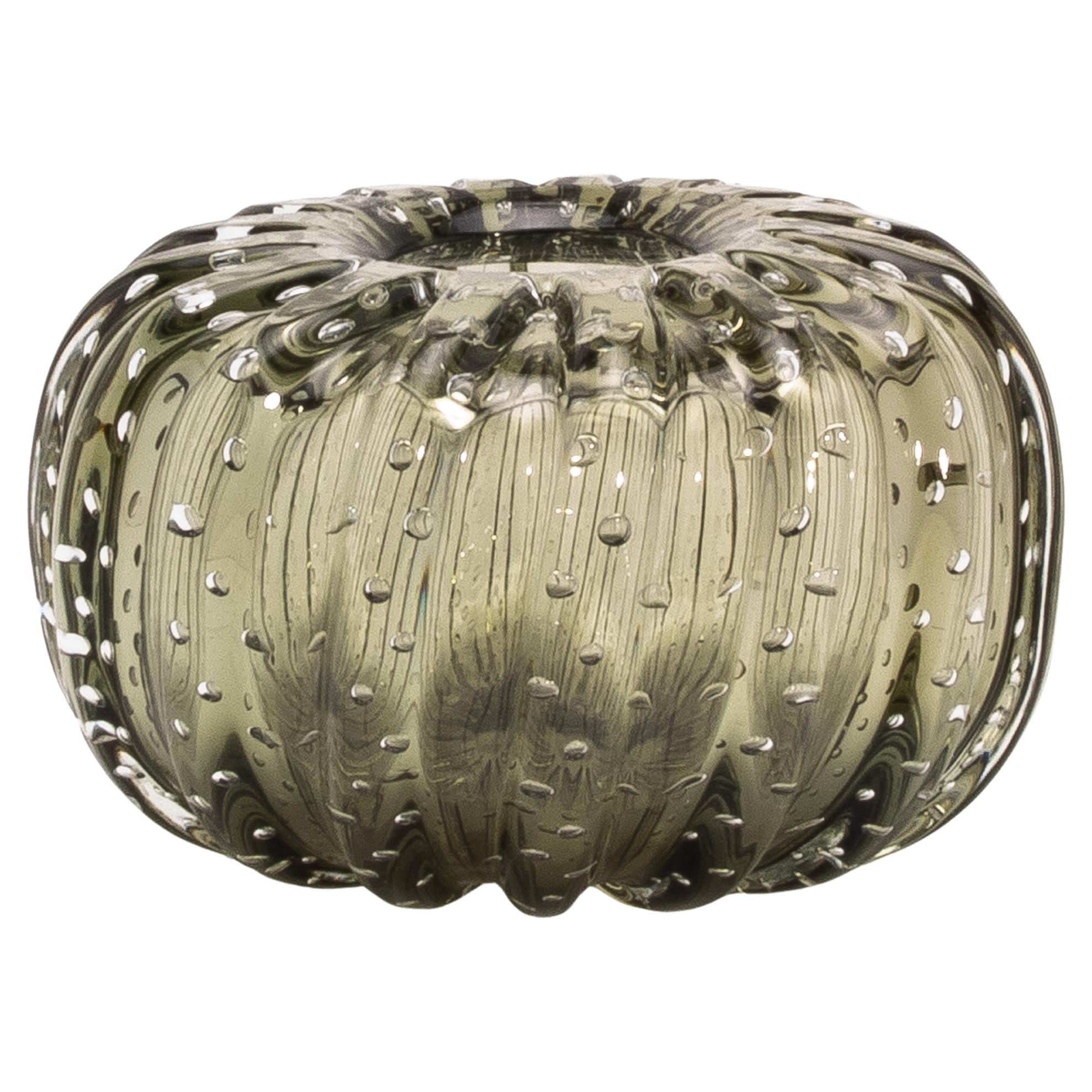 Vaso Cactus di Murano soffiato a mano in Greene & Greene con bolle Piccolo