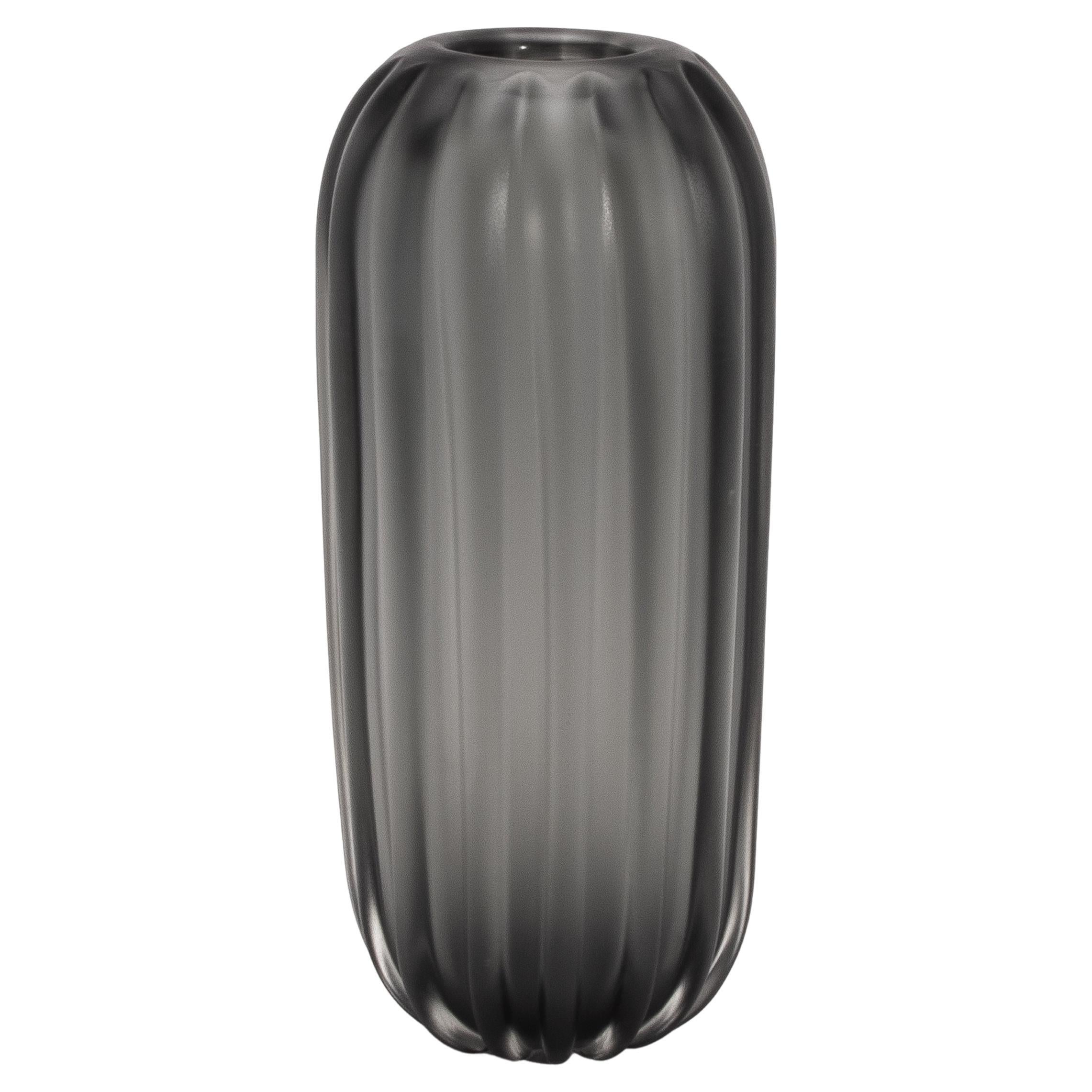 Vaso Cactus di Murano soffiato a mano in grigio, grande