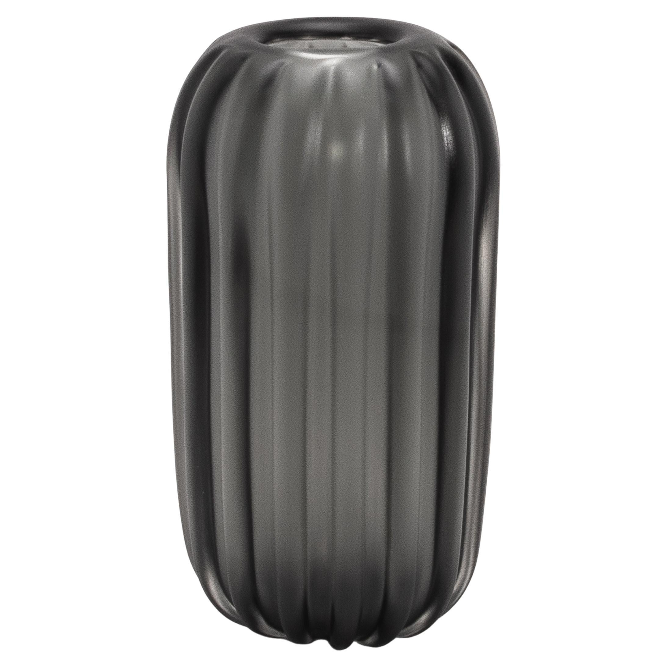 Vaso Cactus di Murano soffiato a mano in grigio medio