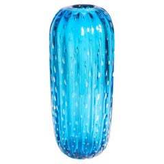 Hand Blown Murano Cactus Vase in Lagoon Blue