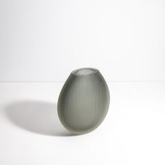 Hand Blown Murano Canetto Vase in Grey Large