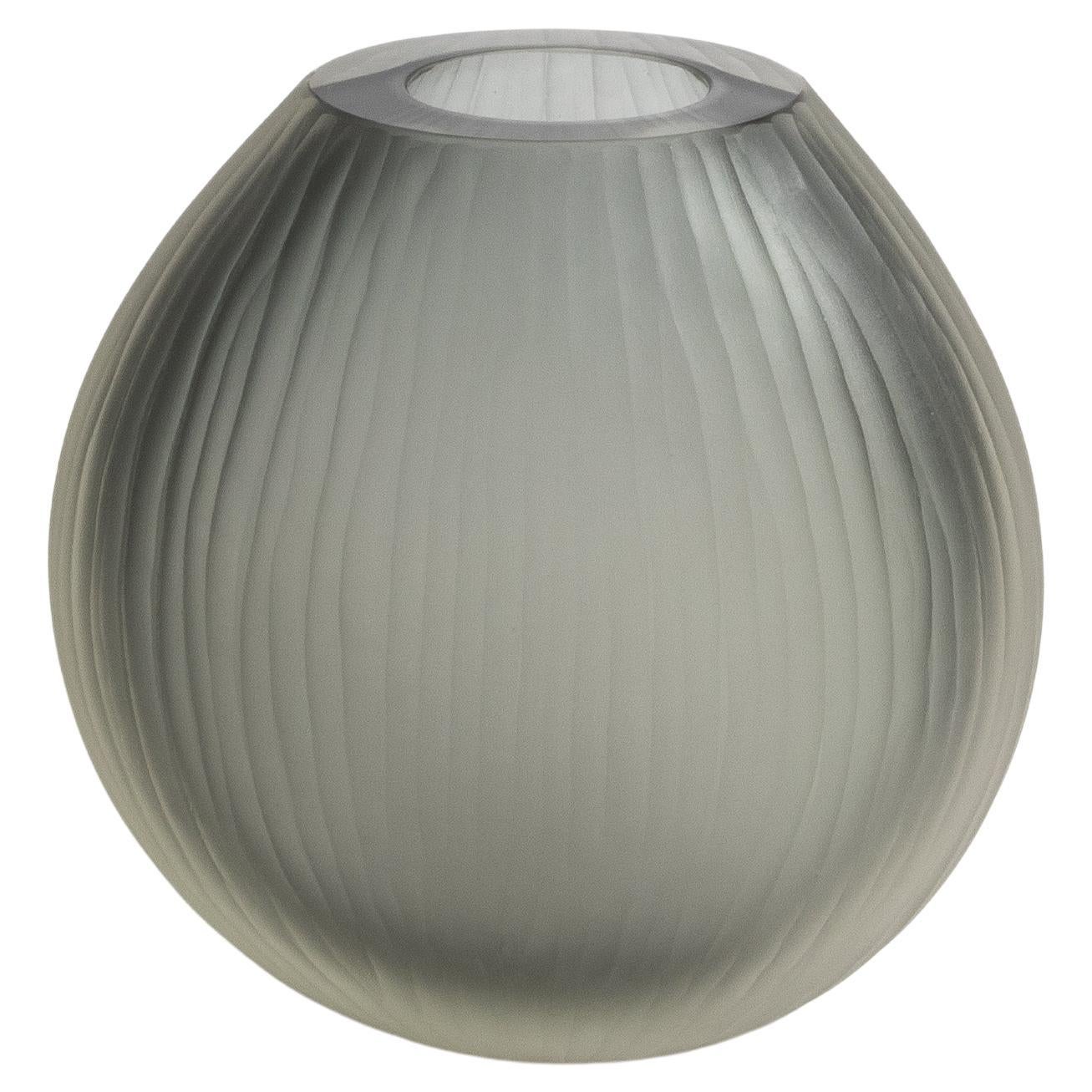 Vaso Canetto di Murano soffiato a mano e di colore grigio grande