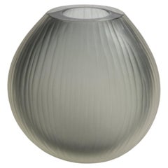 Hand Blown Murano Canetto Vase in Grey Large