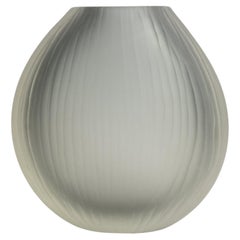 Hand Blown Murano Canetto Vase in Grey Medium