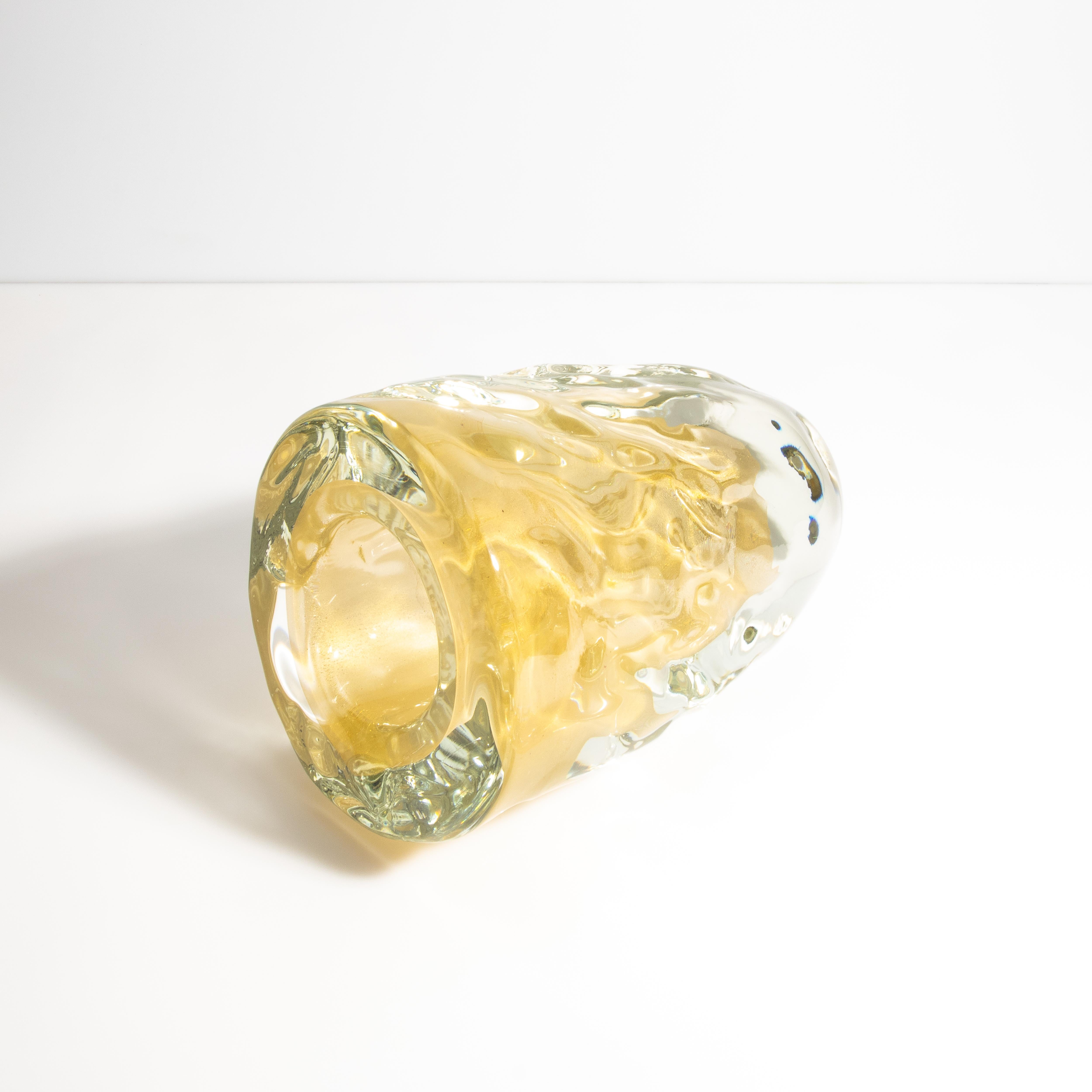 Vaso Buri di Murano soffiato a mano, trasparente e con riflessi d'oro a 24 carati Medio in vendita 2