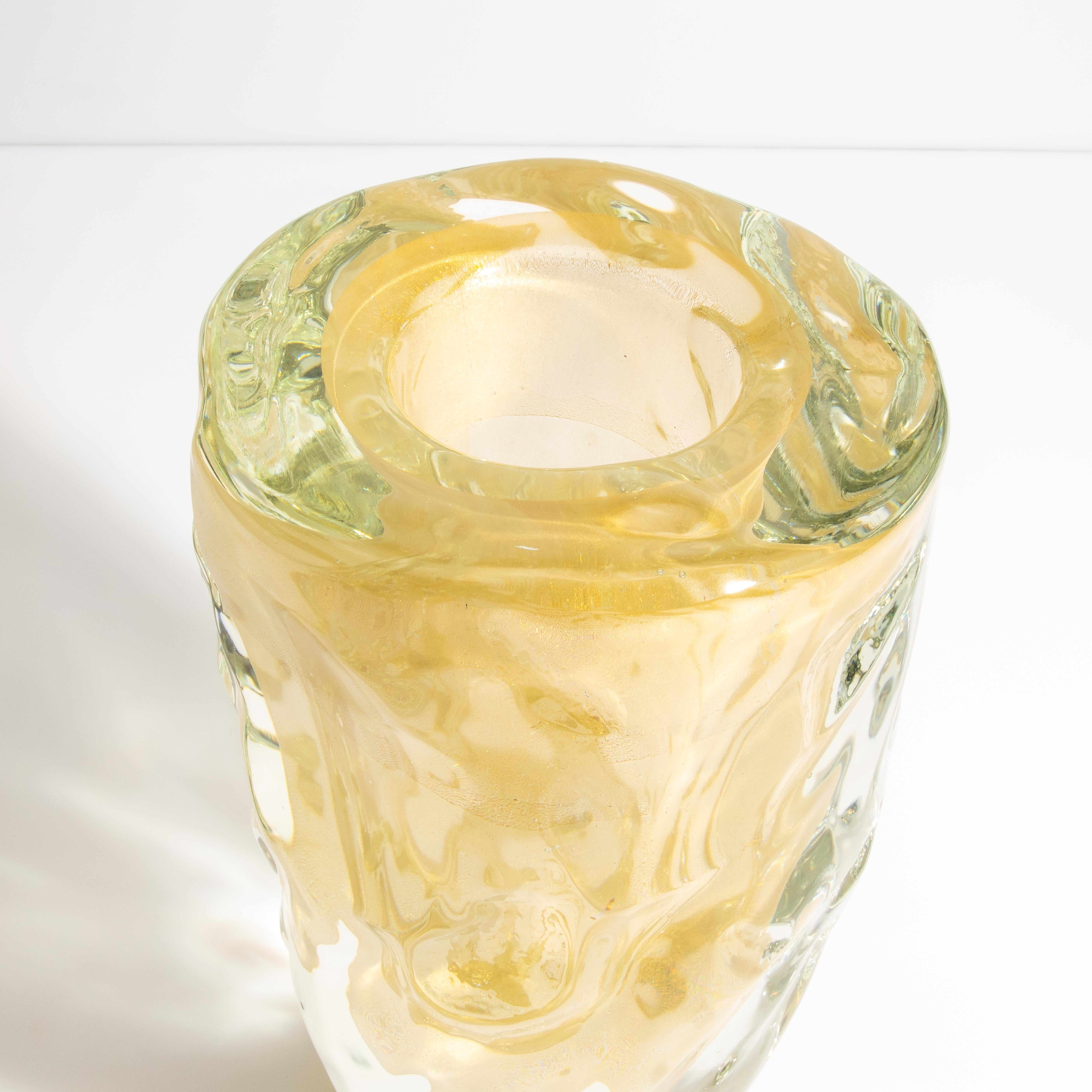 Vaso Buri di Murano soffiato a mano, trasparente e con riflessi d'oro a 24 carati Medio in vendita 1