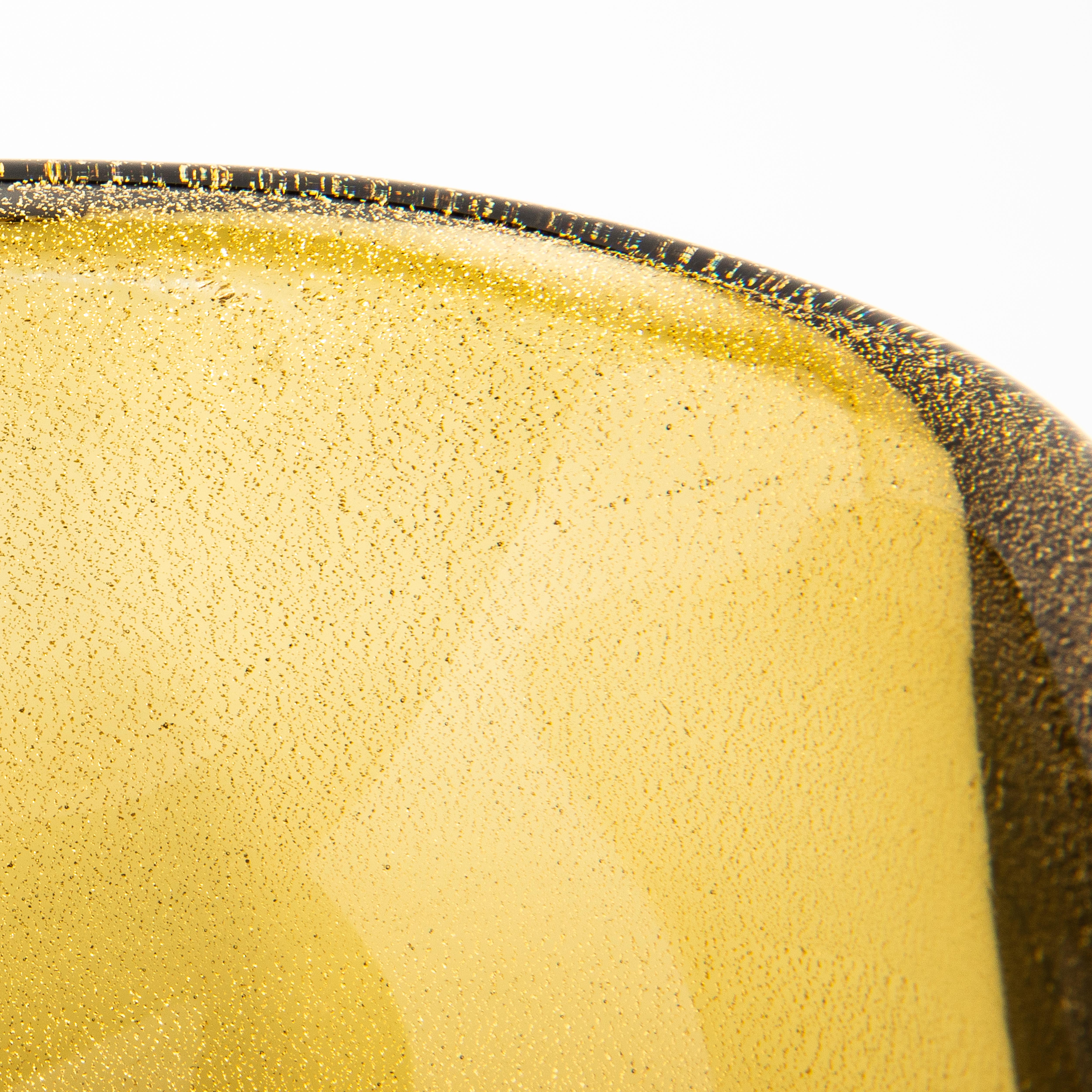 Hand-Crafted Hand-Blown Murano Dish in Tobacco With 24-Karat Gold Flecks For Sale