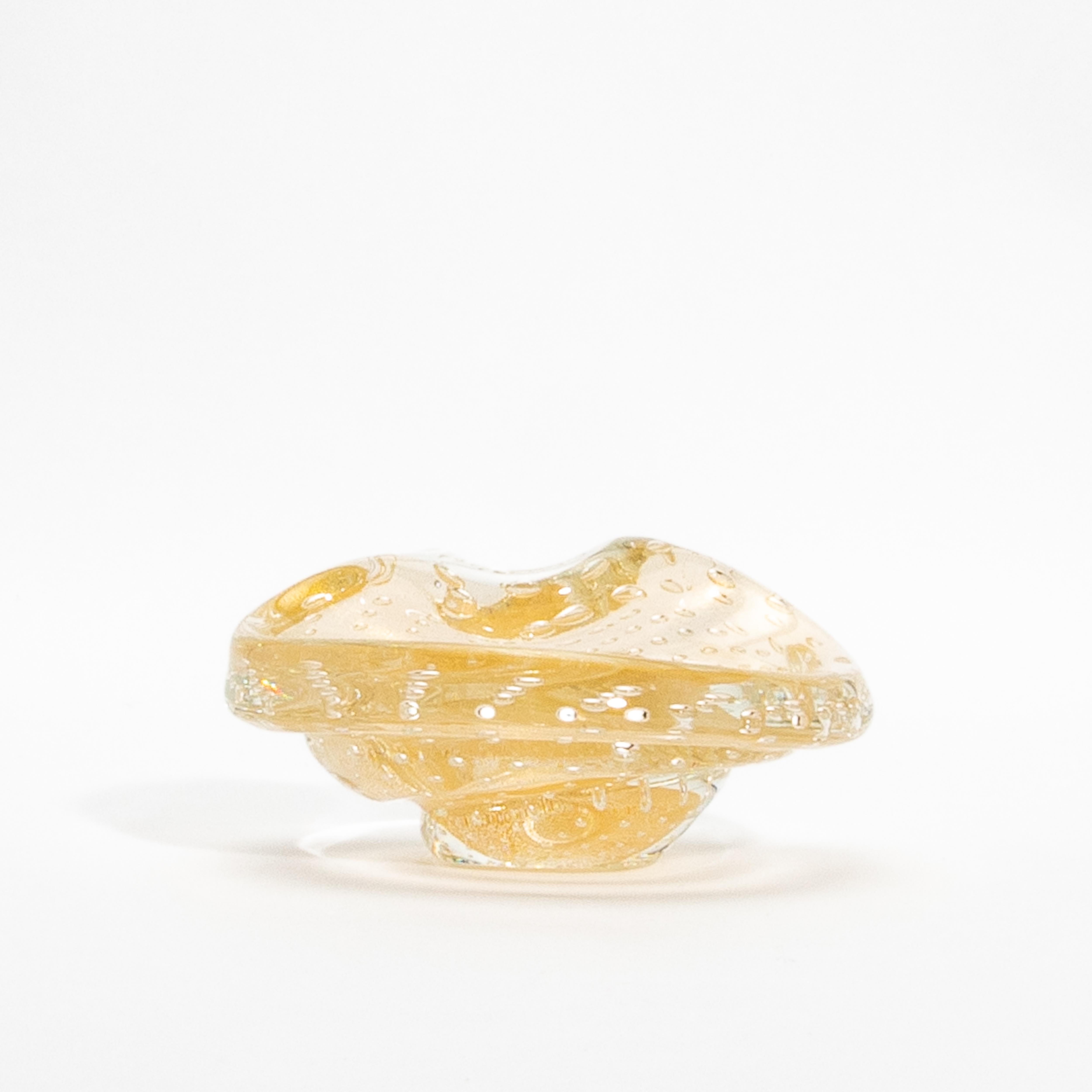 Hand-Crafted Hand-Blown Murano Dish with 24-Karat Gold Flecks and Bullicante Detailing For Sale