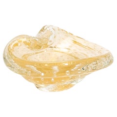 Hand-Blown Murano Dish with 24-Karat Gold Flecks and Bullicante Detailing
