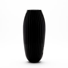 Hand-Blown Murano Extra Tall Modern Vase in Onyx Black