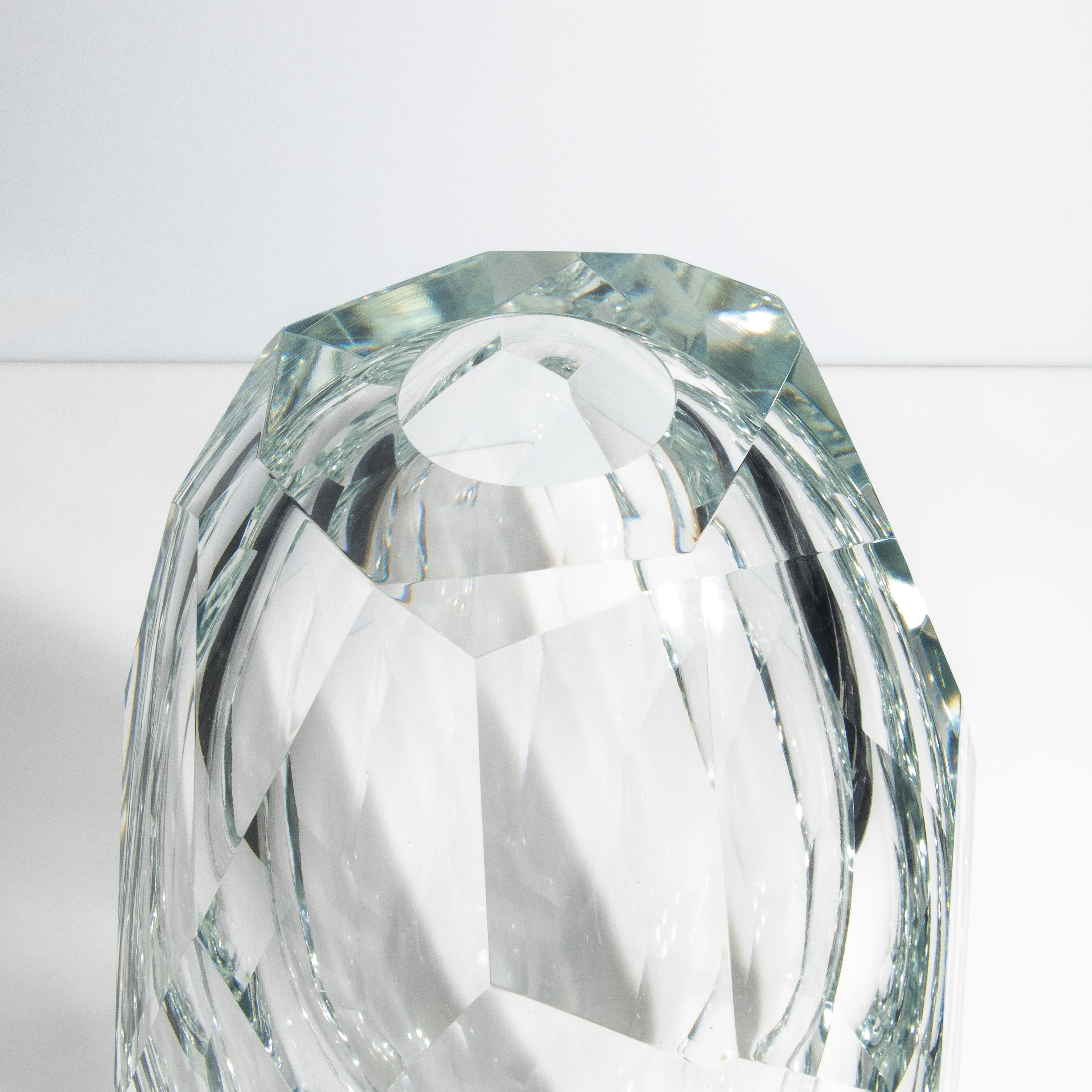 Vaso di Murano soffiato a mano con sfaccettatura spessa e trasparente In condizioni Nuovo in vendita a West Hollywood, CA