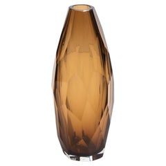 Hand Blown Murano Facet Vase in Tobacco