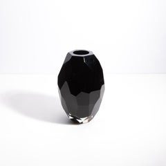Hand-Blown Murano Facet Vase Onyx Black