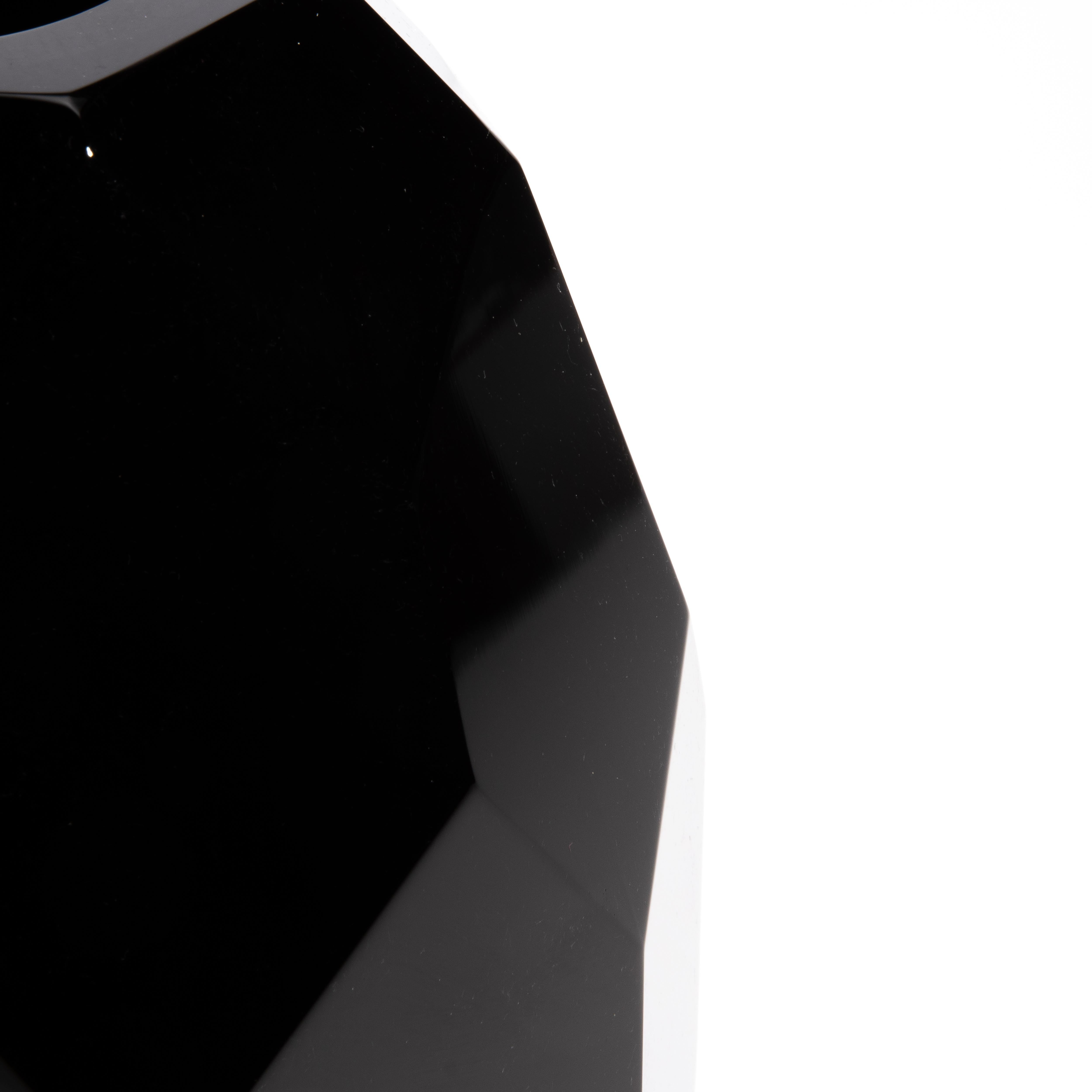 Hand-Blown Murano Facet Vase Onyx Black (Muranoglas) im Angebot