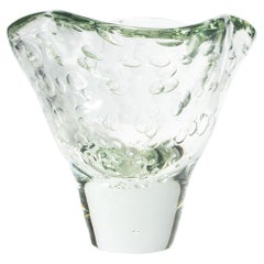 Hand Blown Murano Fluid Vase in Clear with Bubbles