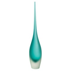 Hand Blown Murano Flute Vase in Teal