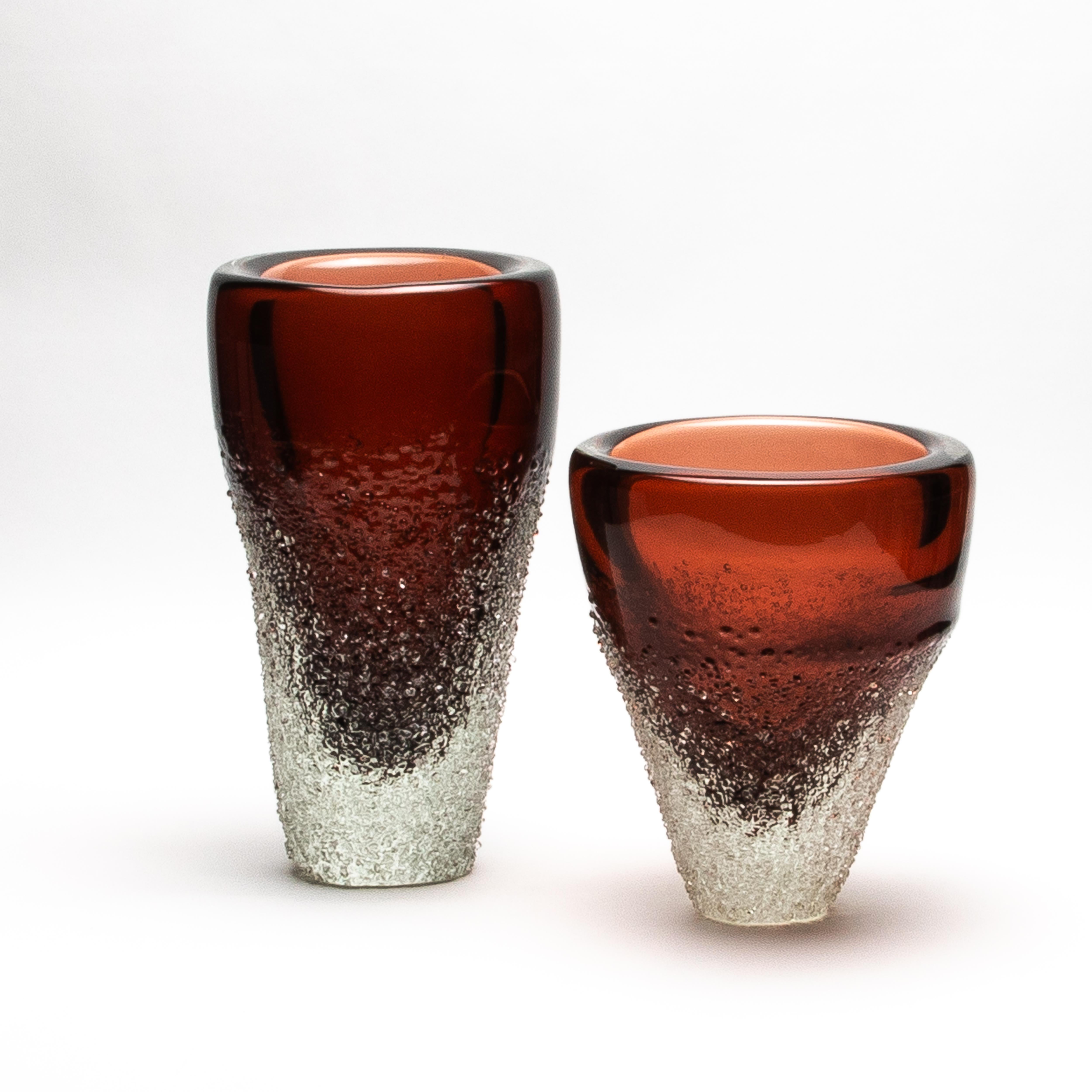 Vaso di Murano soffiato a mano e congelato in Amaretto Grande In condizioni Nuovo in vendita a West Hollywood, CA