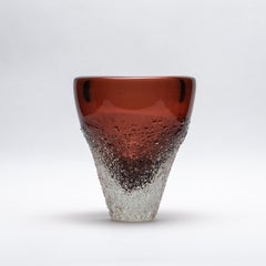 Hand-Blown Murano Frozen Vase in Light Amaretto Medium