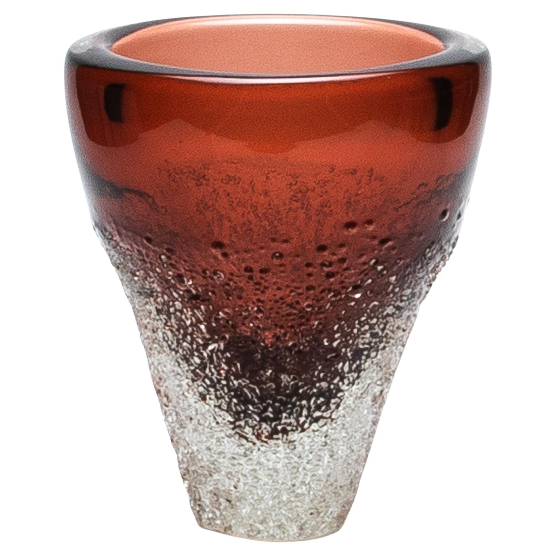 Vaso di Murano soffiato a mano e ghiacciato, colore Amaretto chiaro medio