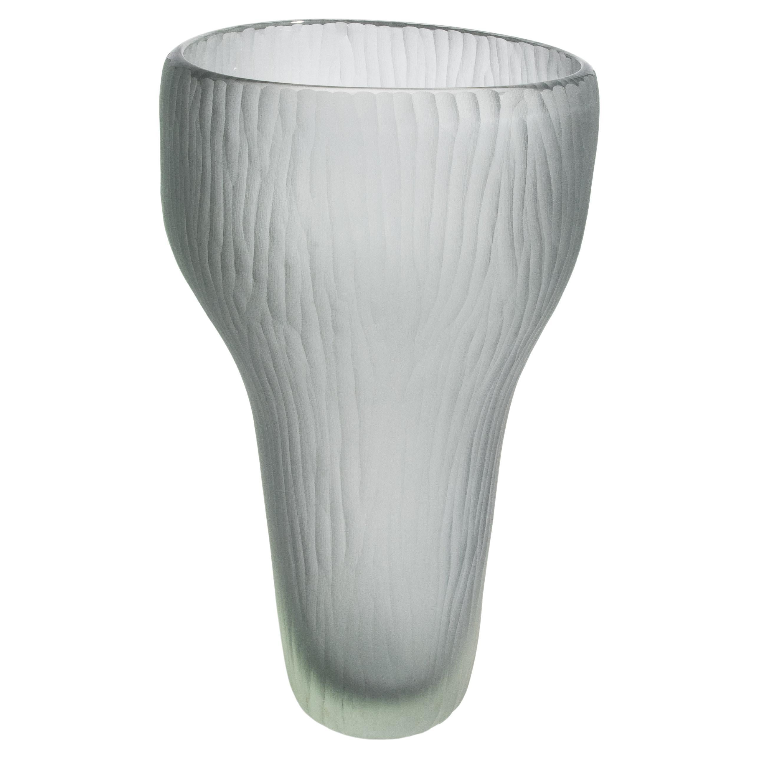 Hand Blown Murano Ghost Vase in Grey Large