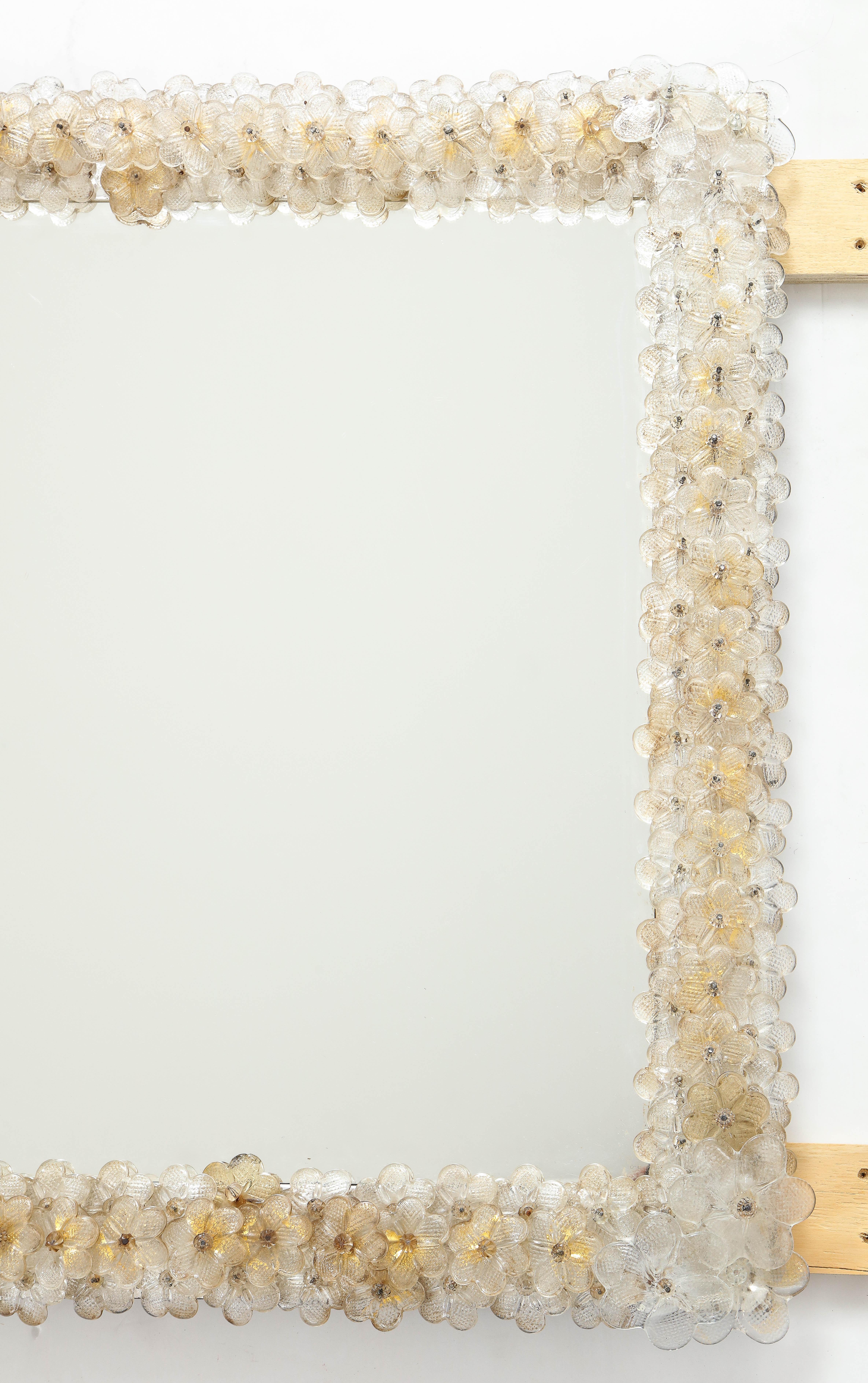 Mid-20th Century Hand Blown Murano Glass 1950s Wall Mirror