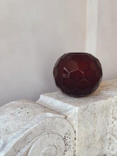 Murano Glass Honeycomb Sphere Vase by Fendi Casa, Amber, 1990s