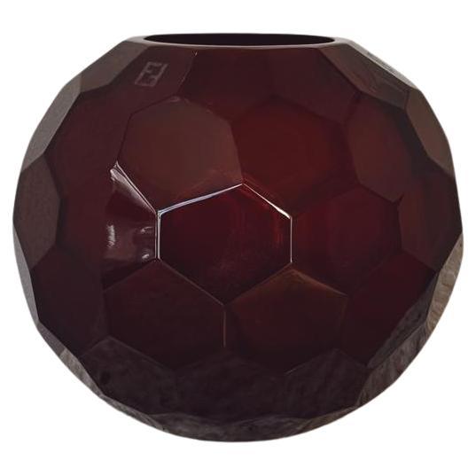 Murano Glass Honeycomb Sphere Vase by Fendi Casa, Amber, 1990s