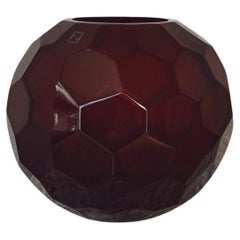 Murano Glass Honeycomb Sphere Vase by Fendi Casa, Amber, 1990s