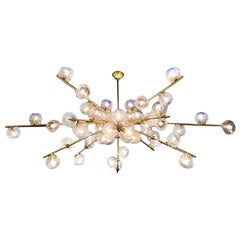 Hand Blown Murano Glass and Brass "Constellation" Chandelier by High Style Deco
