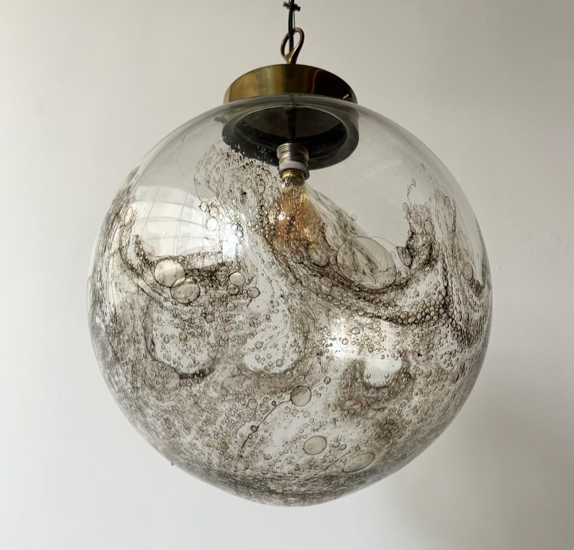 Brass Hand blown Murano glass and brass pendant lamp by La Murrina, 1960’s Italy For Sale