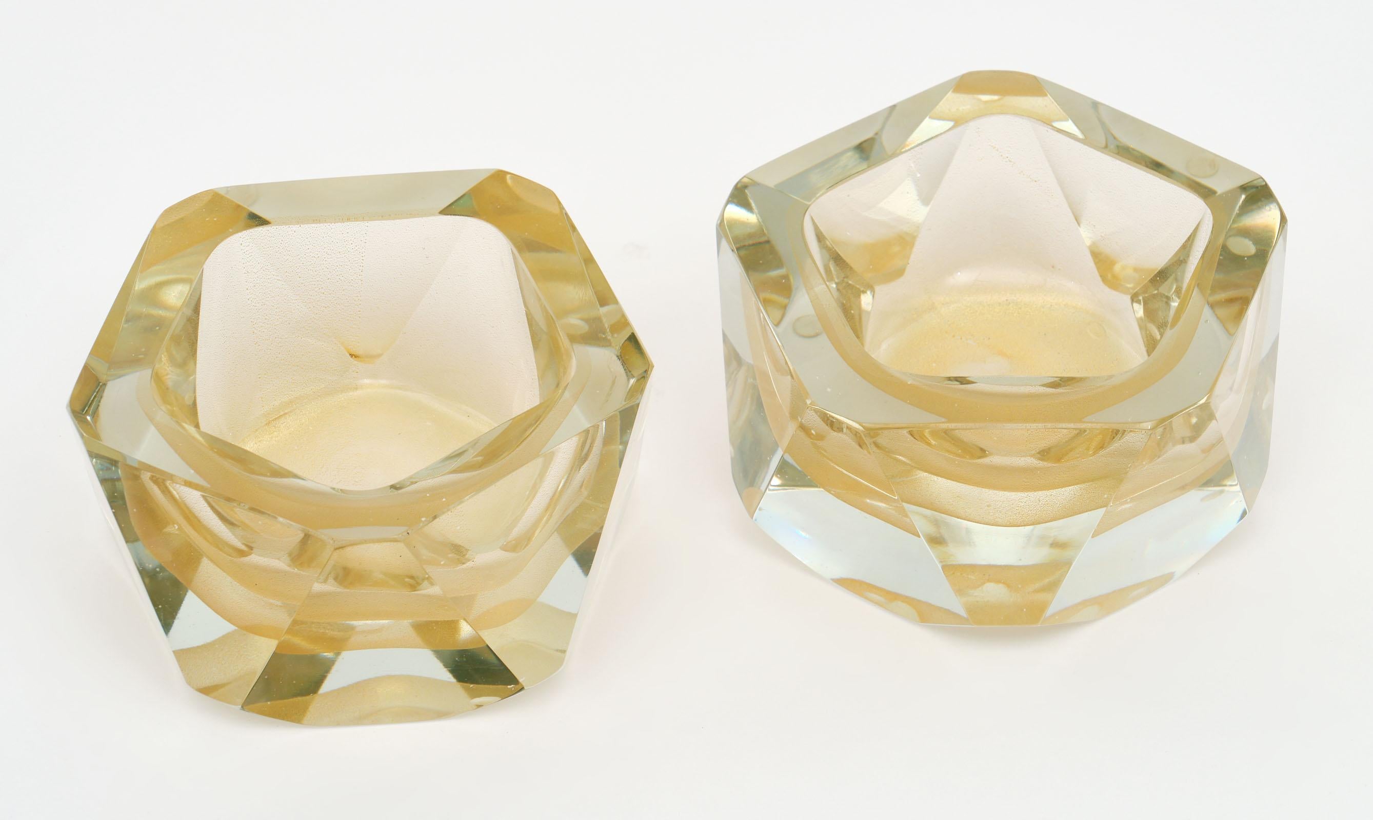 Modern Hand Blown Murano Glass Avventurina Bowls