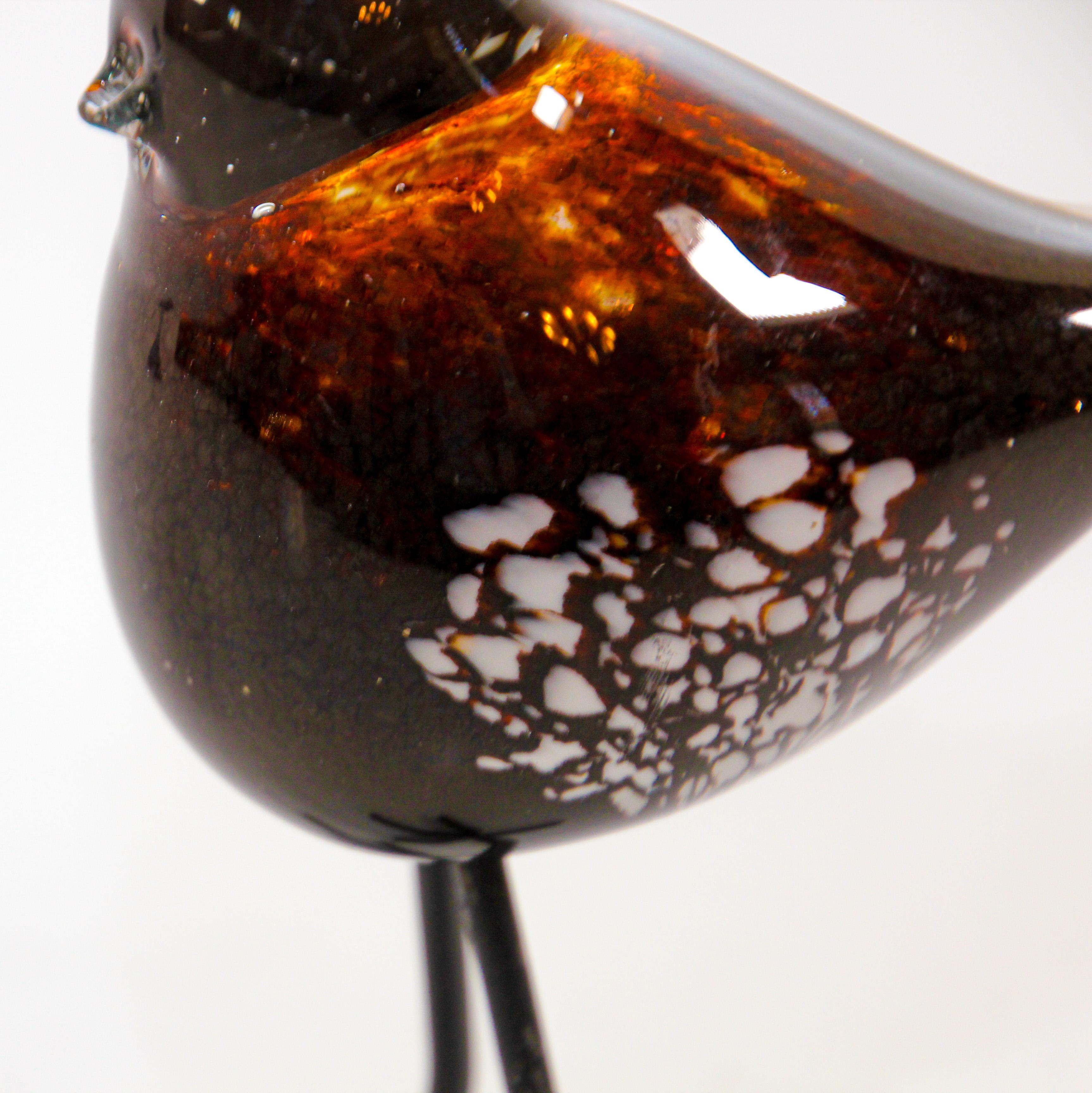 Mid-Century Modern Hand Blown Murano Glass Bird with Metal Legs, 1970s