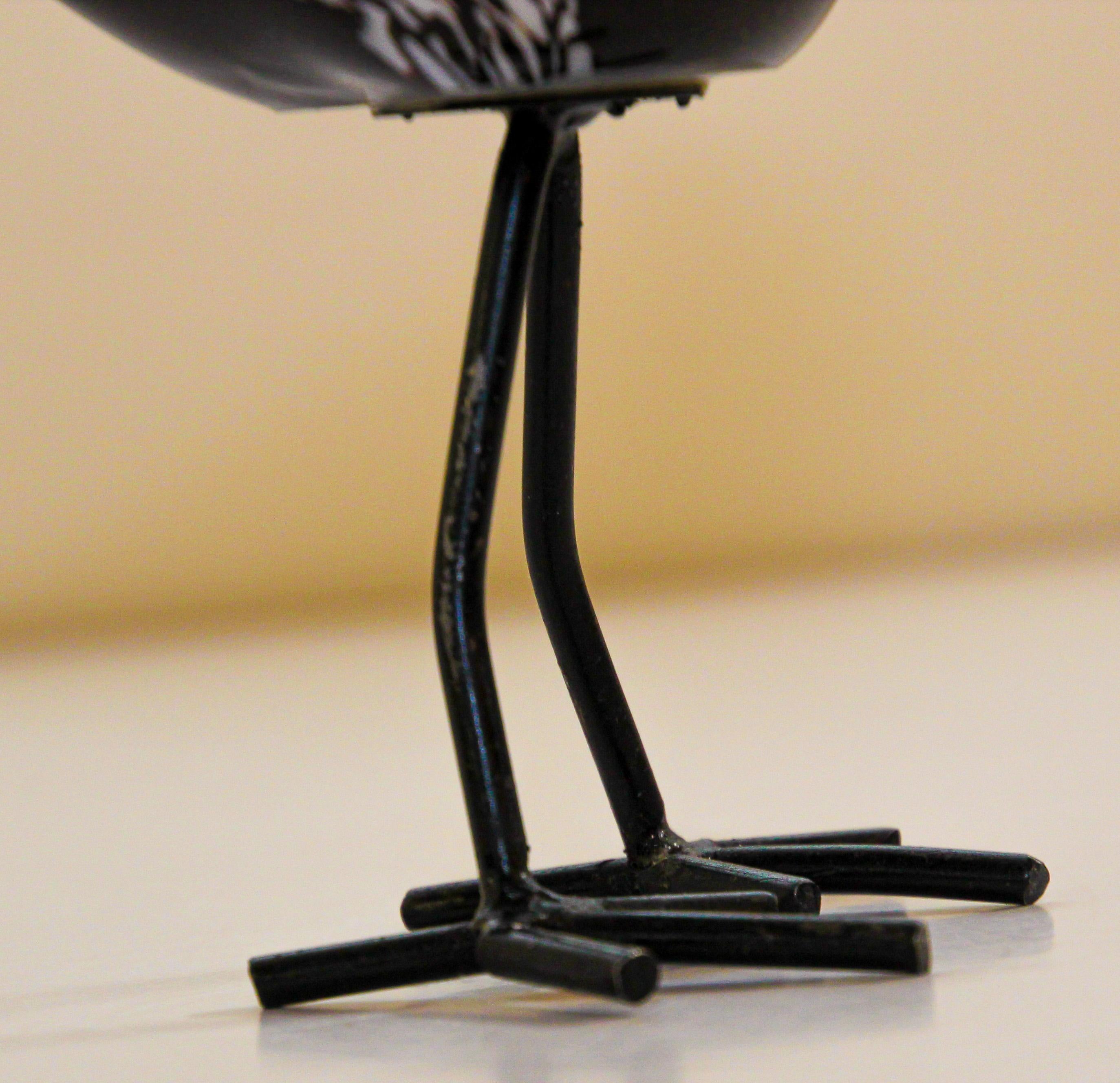 Hand-Crafted Hand Blown Murano Glass Bird with Metal Legs, 1970s