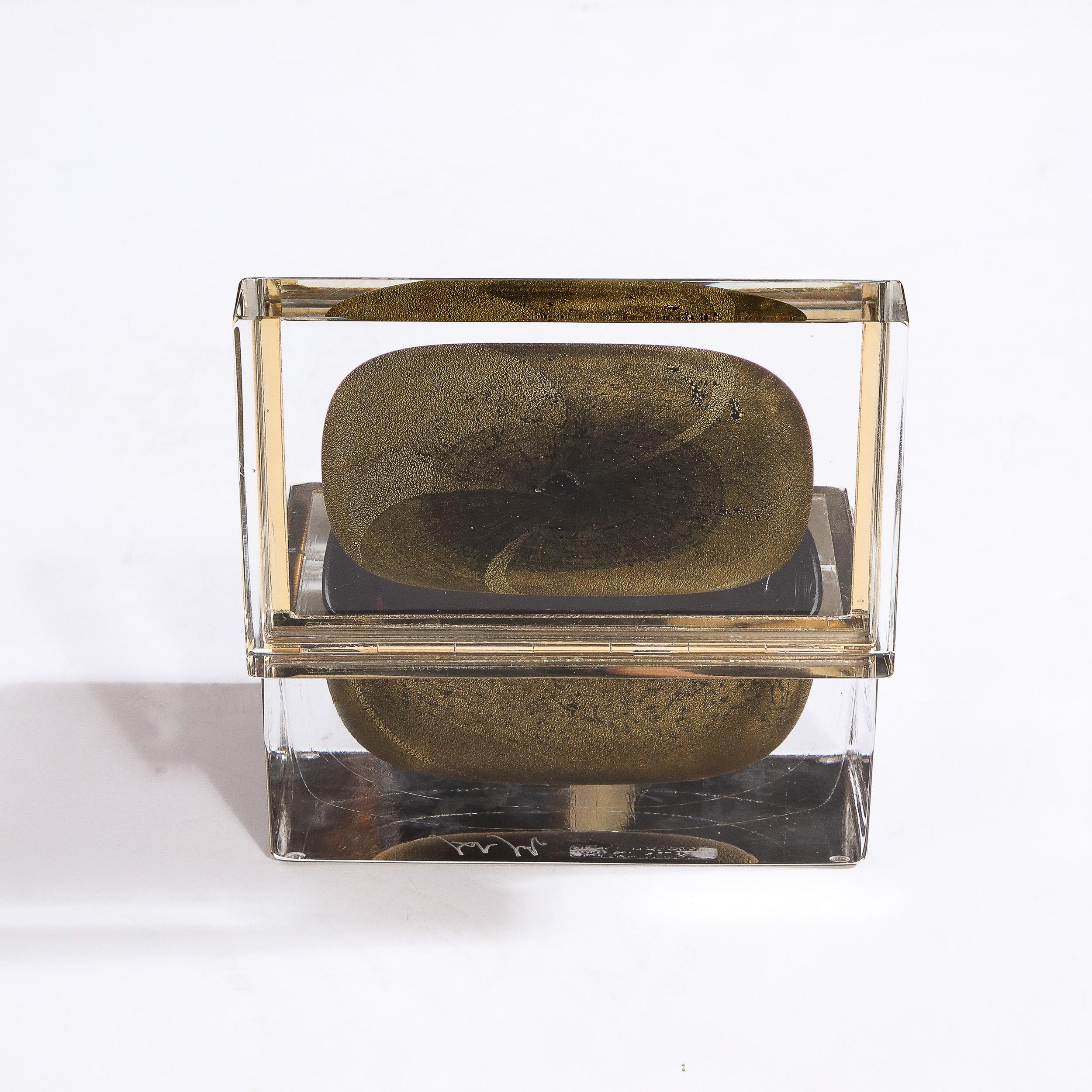 Scatola in vetro di Murano soffiato a mano in nero onice con riflessi in oro 24 carati in vendita 3