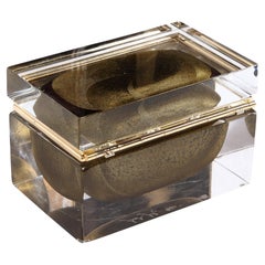 Hand Blown Murano Glass Box in Onyx Black w/ 24Karat Gold Flecks