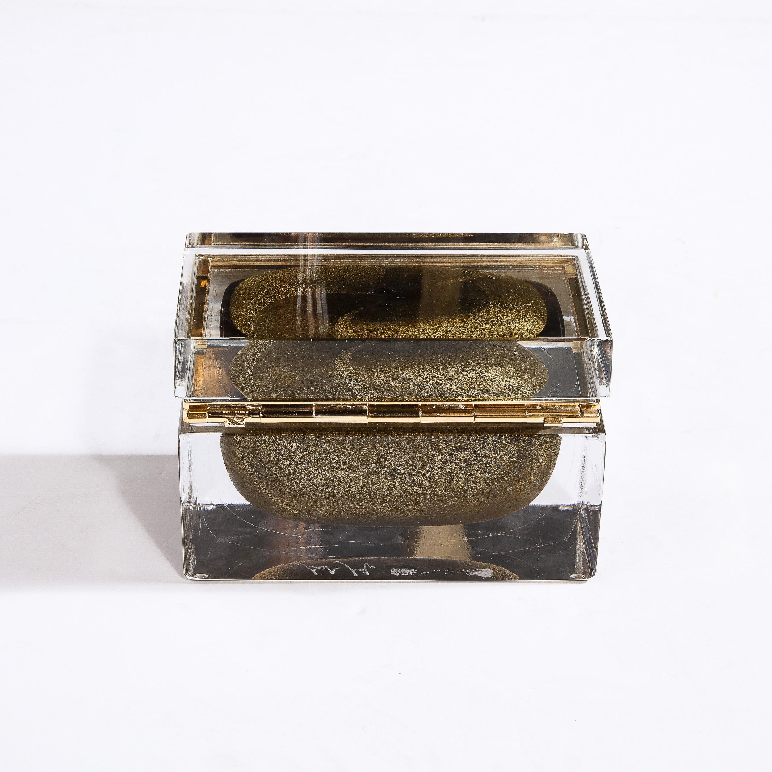 Hand Blown Murano Glass Box in Onyx Black w/ 24Karat Gold Flecks In New Condition In New York, NY