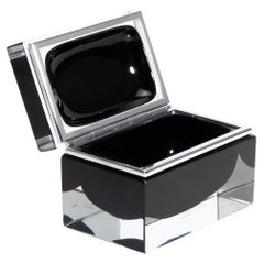 Hand Blown Murano Glass Box in Onyx Black with Chrome Fittings