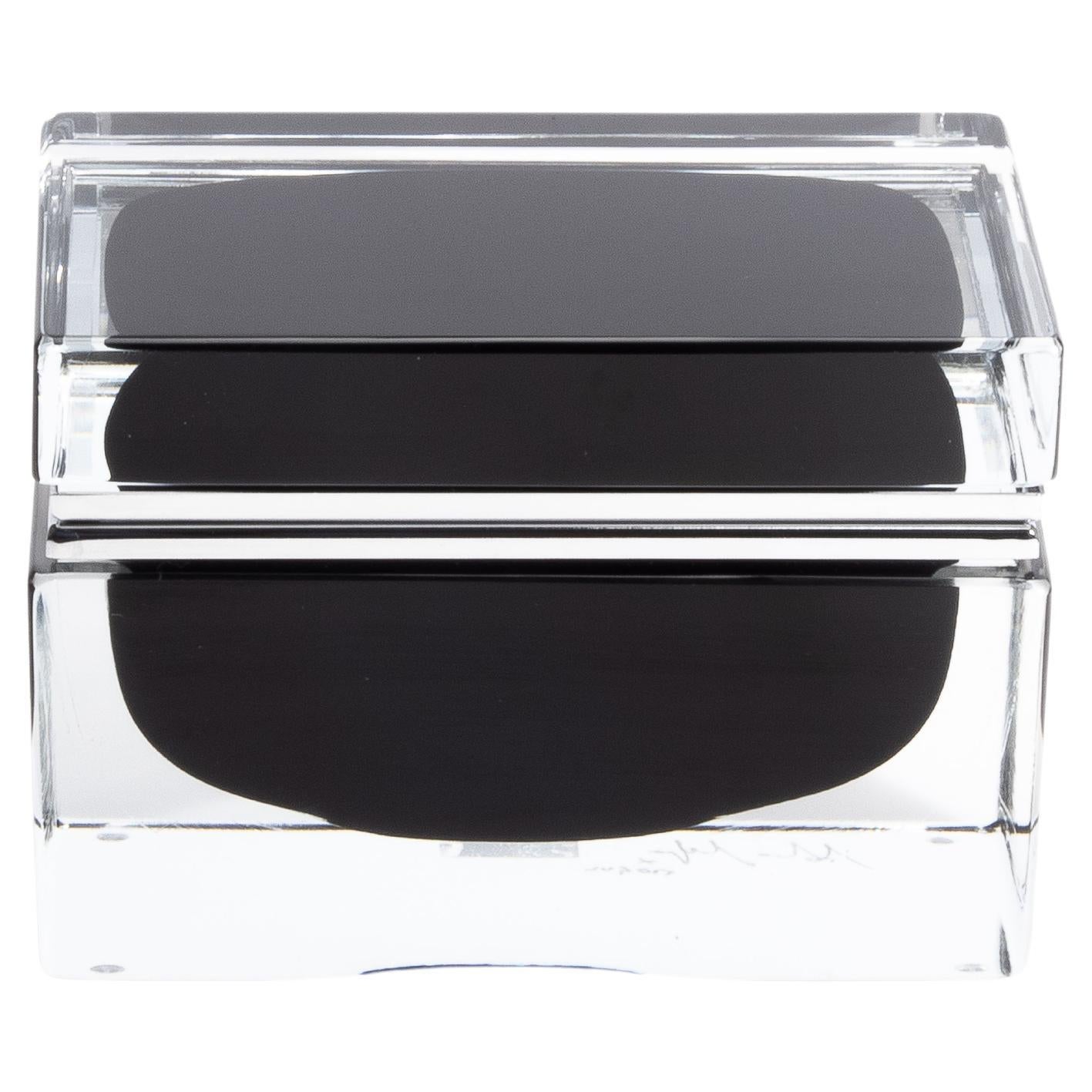 Caja de cristal de Murano soplado a mano en negro ónice con herrajes cromados Moderno en venta