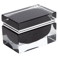 Hand Blown Murano Glass Box in Onyx Black with Chrome Fittings
