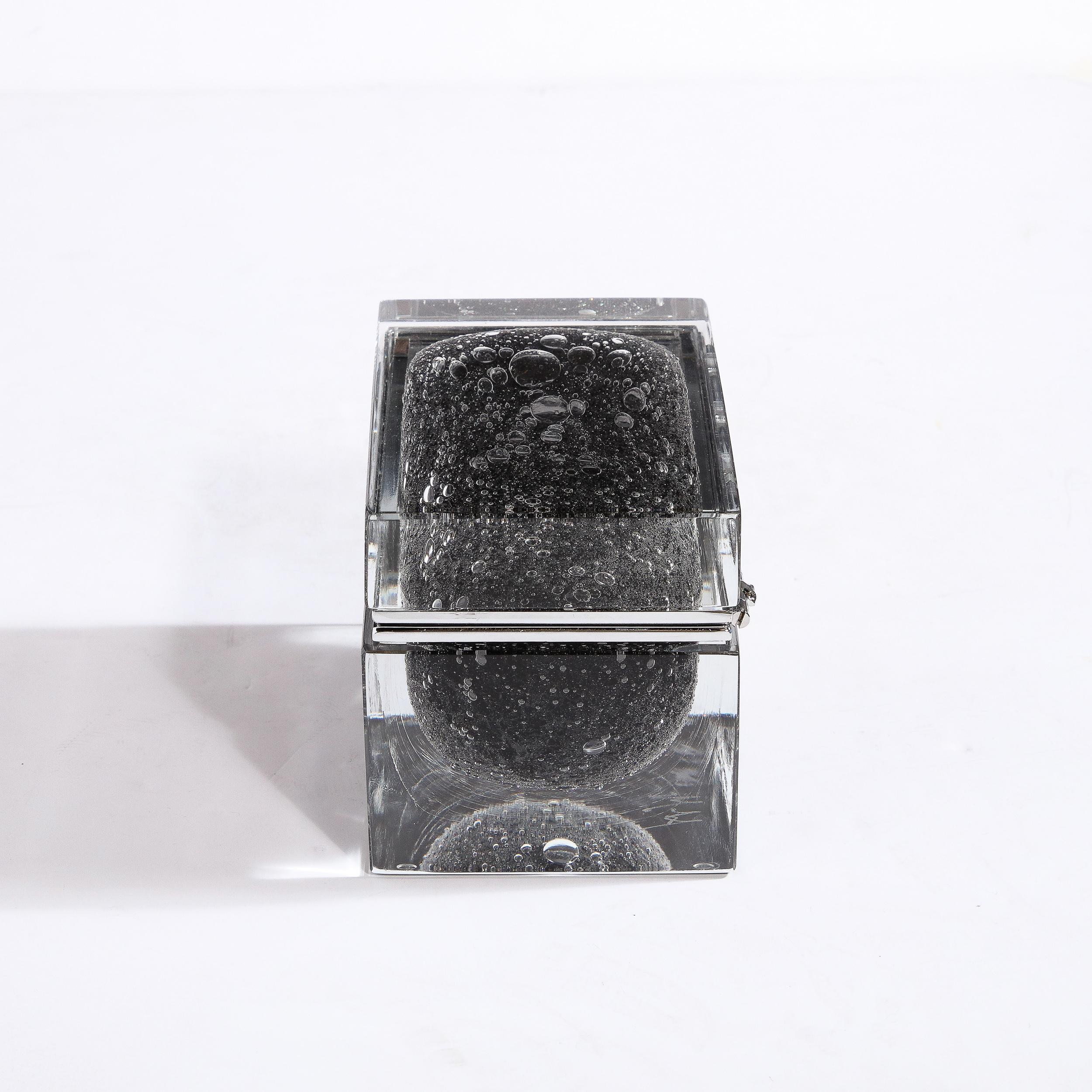 Boîte en verre de Murano soufflé à la main en noir onyx avec détails en murine Neuf - En vente à New York, NY