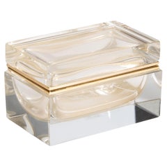 Hand Blown Murano Glass Box with 24 Karat Gold Flecks and Brass Fittings