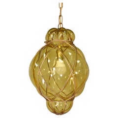 Hand-blown Murano Glass Cage Pendant Light Lantern