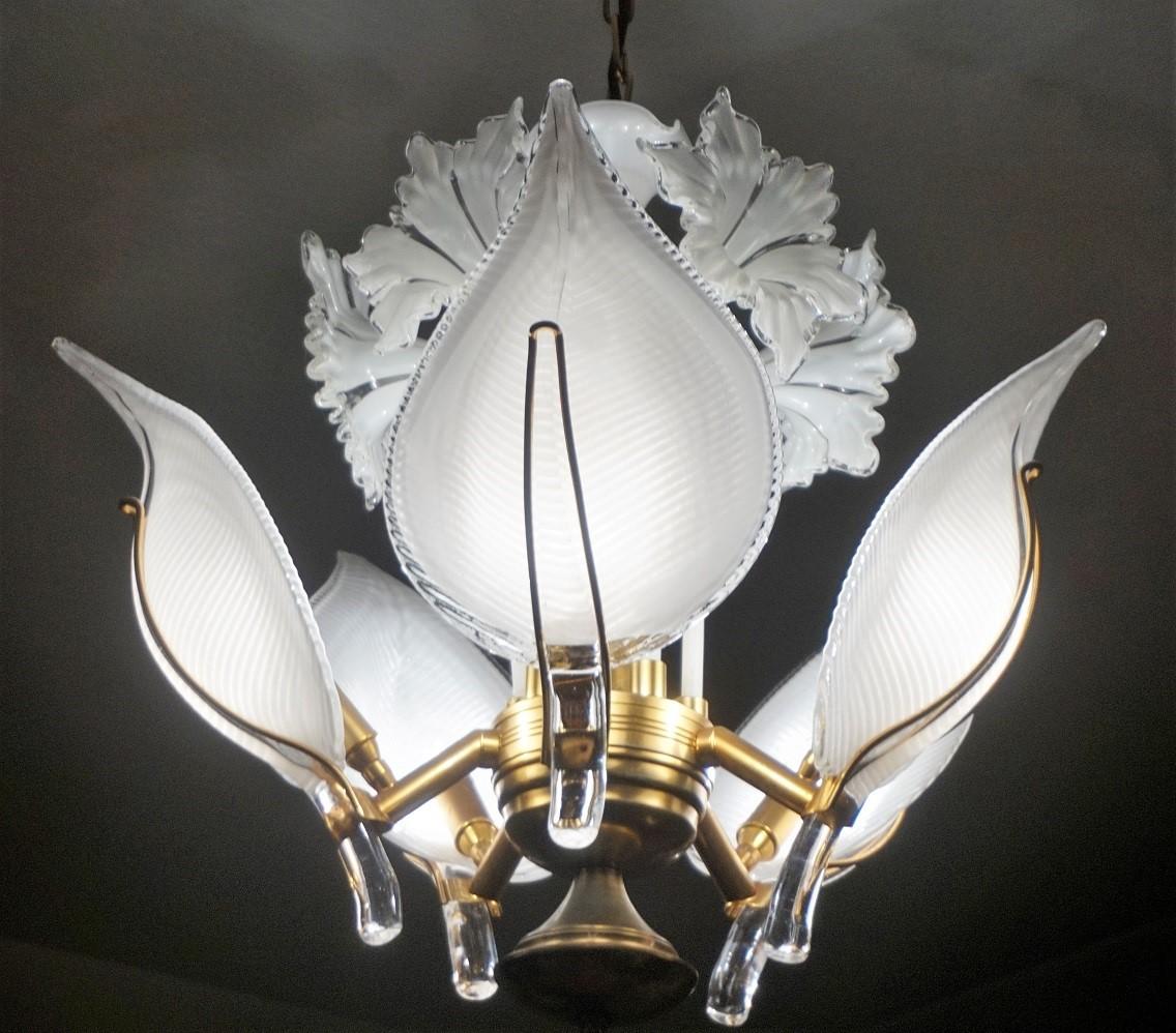 Lustre Calla Lily en verre de Murano soufflé à la main par Franco Luce, Italie, années 1960 5