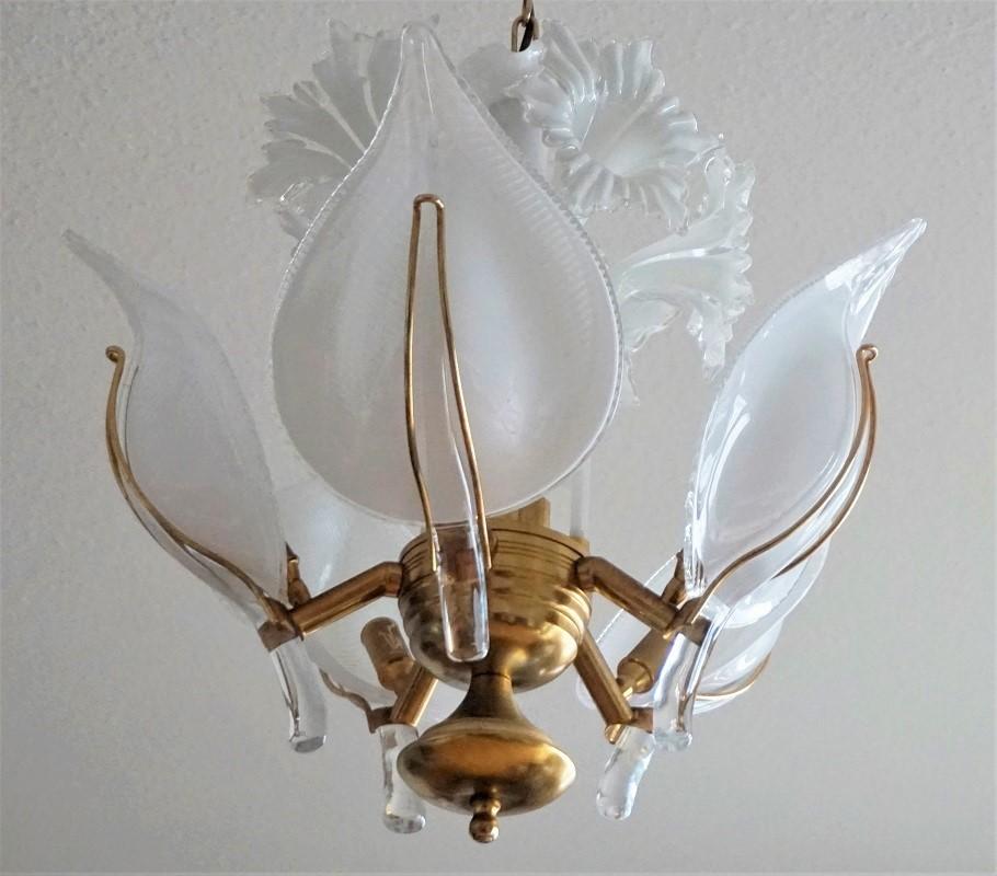italien Lustre Calla Lily en verre de Murano soufflé �à la main par Franco Luce, Italie, années 1960