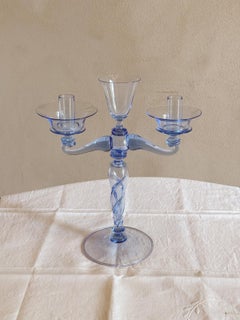 Hand-Blown Murano Glass Candelabra by Pauly & Co, Pale Blue, 1940s