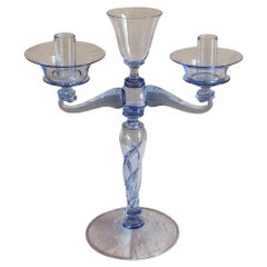 Hand-Blown Murano Glass Candelabra by Pauly & Co, Pale Blue, 1940s