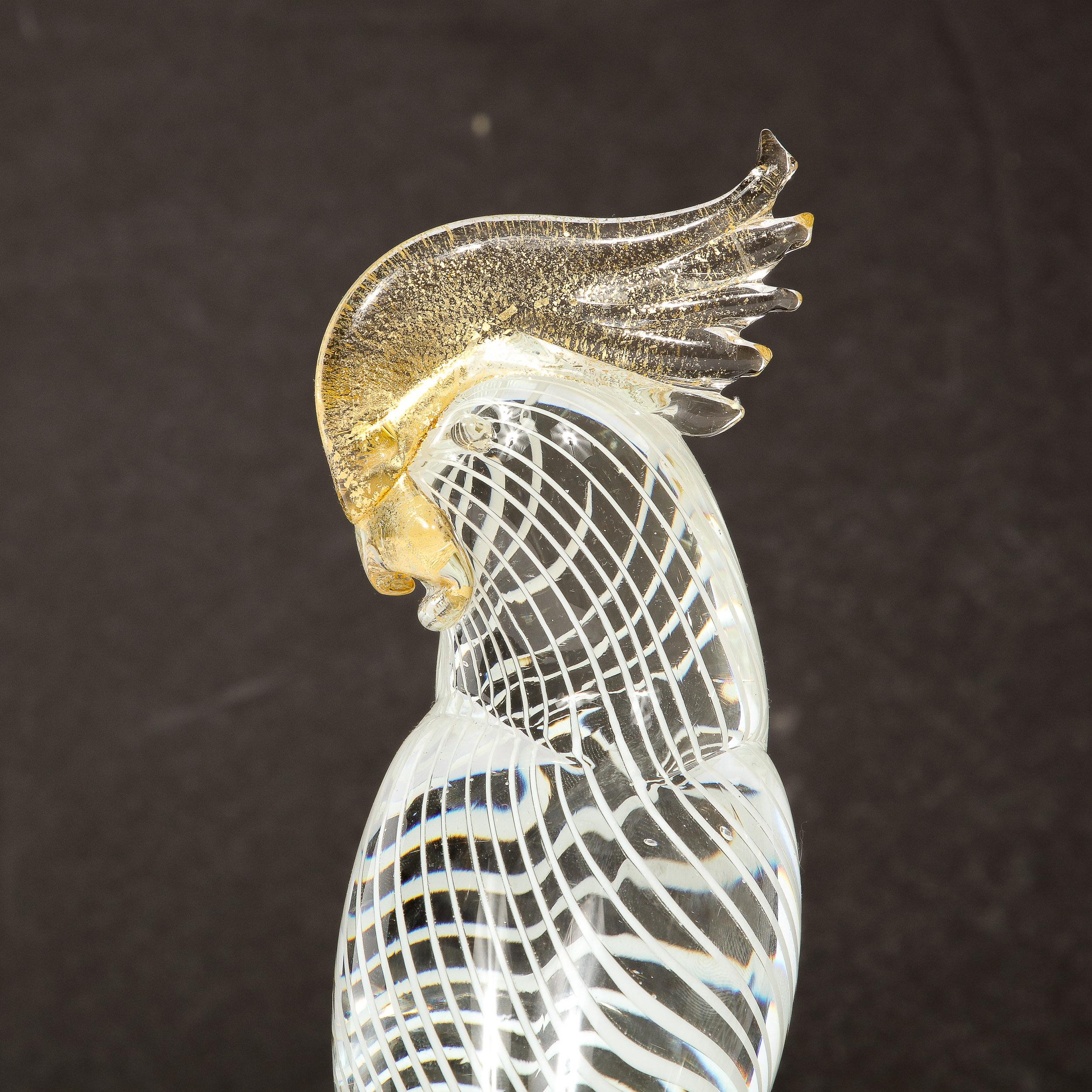 Hand-Blown Murano Glass Cockatiels w/ Filigree Details and 24 Karat Gold Flecks 9