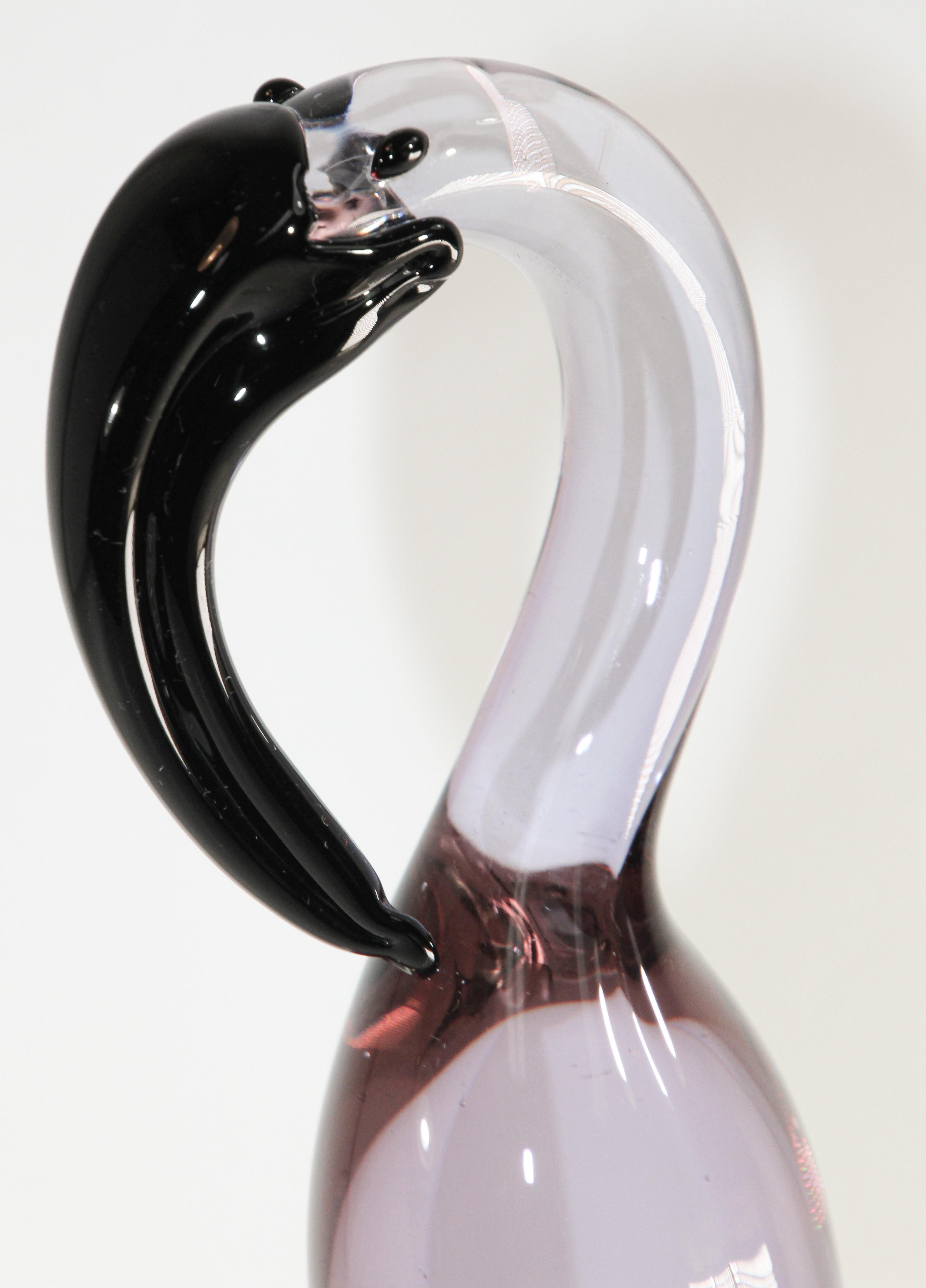 Murano Art Glass Crane Sculpture Hand Blown Venetian Italian Crystal Glass For Sale 3