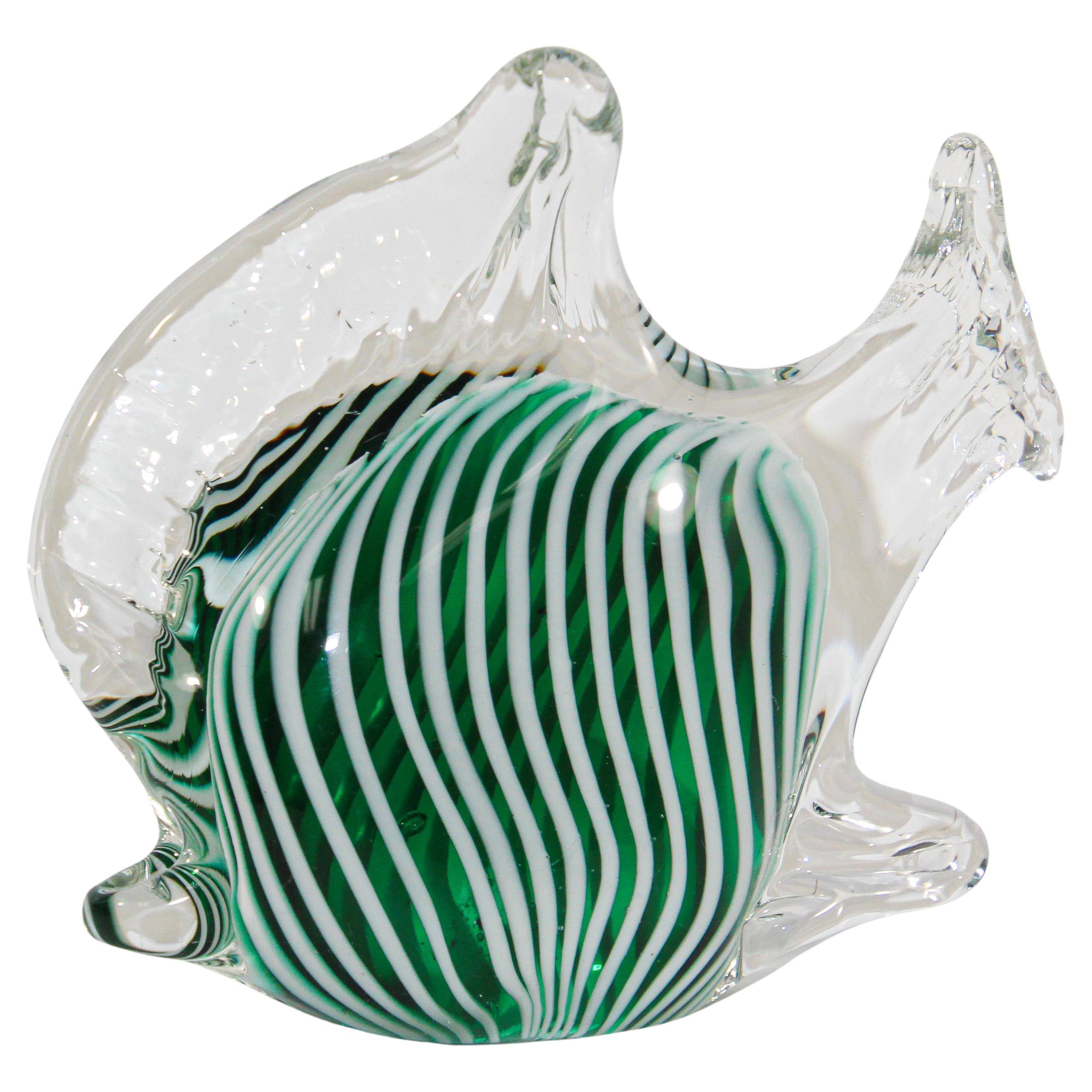Hand Blown Murano Glass Green Fish