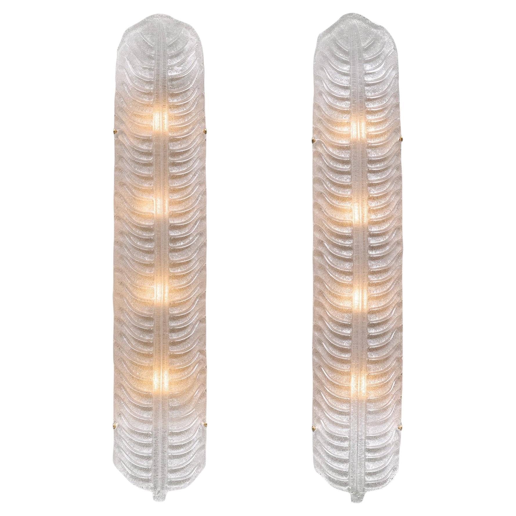Hand-Blown Murano Glass Leaf Sconces, Mid-Century Modern Style, Italy, New For Sale